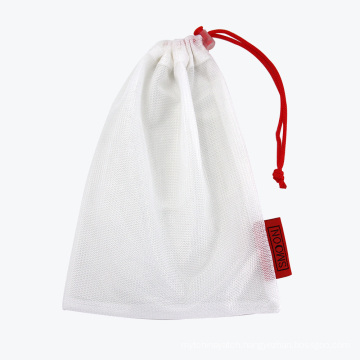 Custom Drawstring RPET Mesh Pouch/ White Small Polyester Mesh Drawstring Bag